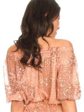 BA&SH Olga Off-Shoulder Sequin Embellished Top Size S Like New